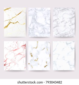 Marble With Golden Texture Background Vector Illustration Set