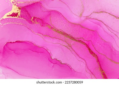 Marble Gradient Pink and Gold Veins Vector Artwork Background.