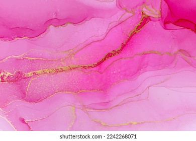 Marble Gradient Pink and Gold Veins Vector Artwork Background.