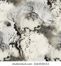 Marble Gray Texture. Dirty Marble Watercolor. Grey Granite Seamless Painting. Marble Wall Paint. Floor Grain Stain. White Stone Tile. Dirty Seamless Background. Stone Repeat Vector. Marble Alcohol Ink