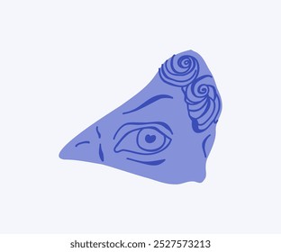 Mármol griego parte de la estatua en un estilo plano, el ojo de David. Ilustración vectorial dibujada a mano.