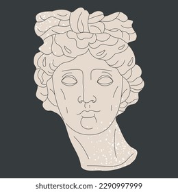 Marble greek sculpture. Antique head sculpture, classic ancient greek god head. Isolated flat vector illustration