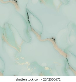 Marble Green Vector Ink. Luxury Alcohol Ink Marble. Green Abstract Background. Fluid Seamless Repeat. Vector Abstract Template. Gold Marble Watercolor. Metal Water Color Background. Foil Art Paint.