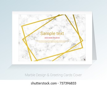 Marble greeting cards and cover background, Vector set template, with golden foil details on white background, Simple style also modern and luxury, Easy to customize it to fit your needs.