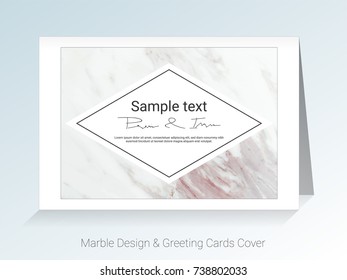 Marble greeting cards and cover background, Vector set template, with space for text on white background, Simple style also modern and luxury, Easy to customize it to fit your needs.