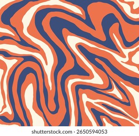 Marble hand drawn colorful background. Liquid wavy texture vector illustration. Fluid inky effect design. Psychedelic groovy surface drawing. 