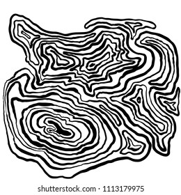Marble hand drawn with dry brush., Wave pattern. Grunge shapes. Vector round ink lines. Vector illustration.