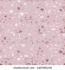 Marble with imitation of rose gold. Vector seamless pattern. Rose marble. Endless elegant design. Rose gold. Repeatable motif for surface design, background, wrapping paper. Luxurious abstract