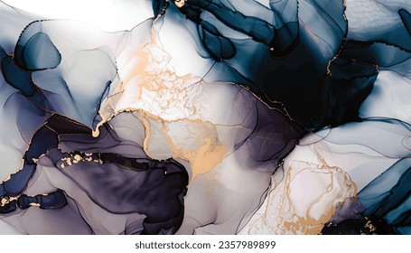 Marble ink abstract  from exquisite original painting for abstract background . Painting was  on high quality paper texture to marble background pattern of ombre alcohol ink vector illustratration