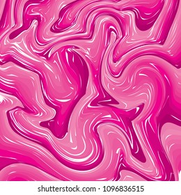 Marble or ink pink pattern. Wavy stripes colorful bright painted vector background. Abstract fashion texture. Graphic style for wallpaper, wrapping, fabric, background, apparel, print, banner
