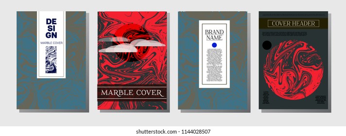 Marble Ink Texture Cover Collection. A4 Vector Liquid Paint Ebru Background. Orange, Brown, Green, Trendy Marble Ink Texture Cover Set. Natural Colors, Hipster Party Poster Design Suminagashi Ebru.