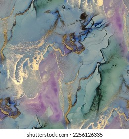 Marble Ink Vector. Light Elegant Glitter. Blue Art Paint. Gold Abstract Watercolor. Modern Seamless Template. Water Color Canvas. Metal Alcohol Ink. Pink Luxury Background. Green Marble Background.