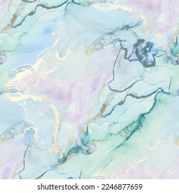 Marble Ink Vector. Shiny Alcohol Ink. Blue Art Paint. Green Marble Background. Modern Abstract Painting. Water Color Canvas. Fluid Seamless Texture. Pink Gradient Watercolor. Gold Luxury Background.