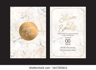 marble Invitation card, save the date, thank you, rsvp template. Vector