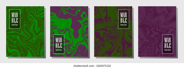 Marble journal layouts set. Background for binder template, corporate flyers. Annual report cover glitch layouts set. Poster, report, flyer, journal, binder vectors, brand identity place.