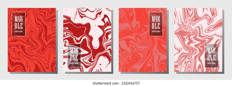 Marble journal layouts set. Pattern for binder template, corporate flyers. Annual report cover marble layouts set. Flyer, magazine, report, journal, binder vectors, title place.