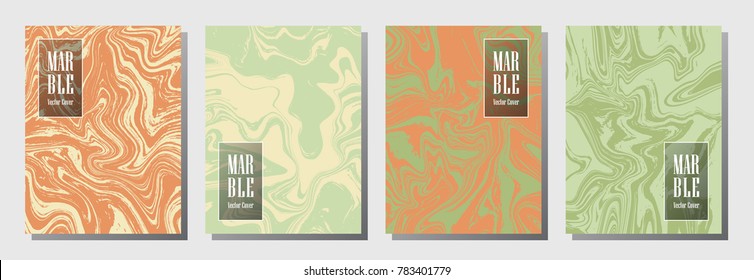 Marble journal layouts set. Texture for binder template, corporate flyers. Annual report cover vintage layouts set. Flyer, presentation, report, journal, binder vector, title place.