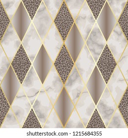 Marble and Leopard Luxury Geometric Seamless Pattern