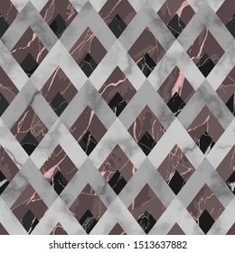Marble Luxury Geometric Seamless Pattern. Vector Repeat Background