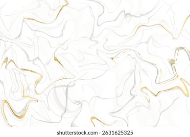 Marble luxury realistic gold background. Stone veneer, marbling texture design for banner, invitation, headers, print ads, packaging design template. Vector illustration. Isolated on white background.
