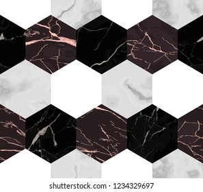 Marble Luxury Striped from Hexagons Seamless Pattern