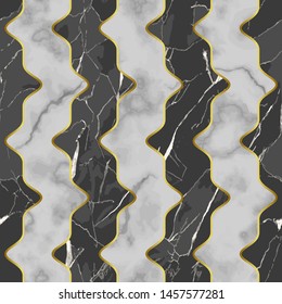 Marble luxury striped seamless pattern with golden decor