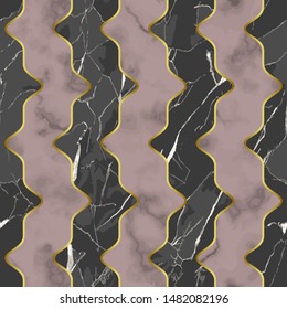 Marble luxury striped seamless pattern with golden decor