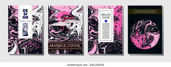 Marble Magazine Cover Template. Artistic Invitation, Cool Marble Texture Paper Page. Nice Japanese Liquid Paint Corporate Identity. Modern Gift Certicifate Presentation, Magazine Cover Design