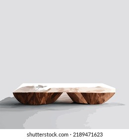 marble mock up, show cosmetic product display, Podium, stage pedestal or platform. 3d vector Abstract minimal ,scene geometric, forms, wood podium white background 