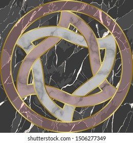 Marble Mosaic Seamless Patterns with Round Medallion