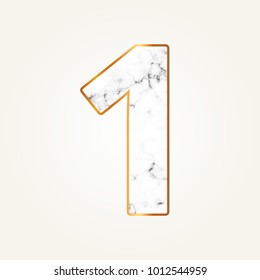Marble number one with gold frame. Lettering number 1.
