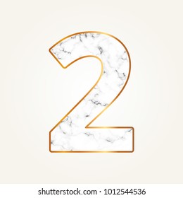 Marble number two with gold frame. Lettering number 2.
