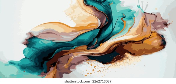 Marble panoramic texture design, colorful multicolored marble surface, curved lines, bright abstract background design - Vector illustration