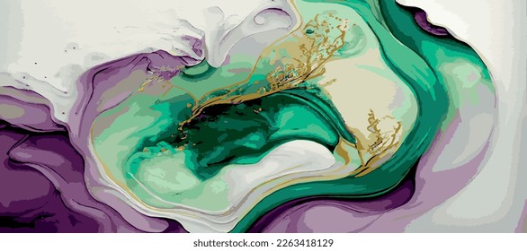 Marble panoramic texture design, colorful multicolored marble surface, curved lines, bright abstract background design - Vector illustration