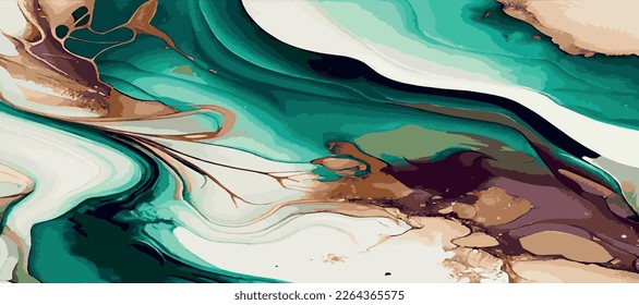 Marble panoramic texture design, colorful multicolored marble surface, curved lines, bright abstract background design - Vector illustration