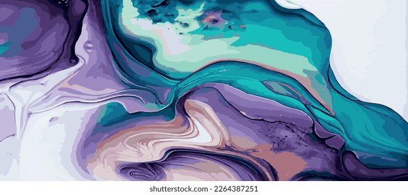 Marble panoramic texture design, colorful multicolored marble surface, curved lines, bright abstract background design - Vector illustration