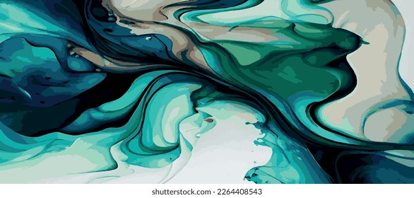 Marble panoramic texture design, colorful multicolored marble surface, curved lines, bright abstract background design - Vector illustration