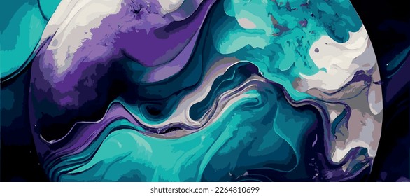 Marble panoramic texture design, colorful multicolored marble surface, curved lines, bright abstract background design - Vector illustration