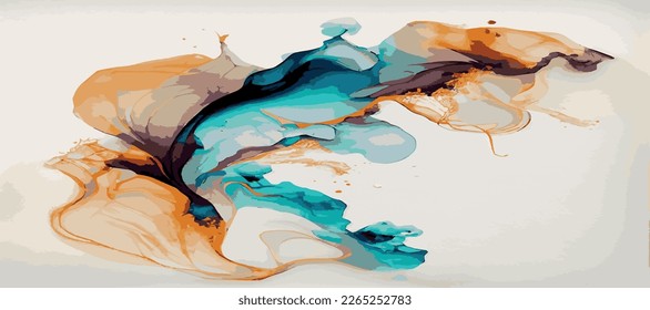 Marble panoramic texture design, colorful multicolored marble surface, curved lines, bright abstract background design - Vector illustration