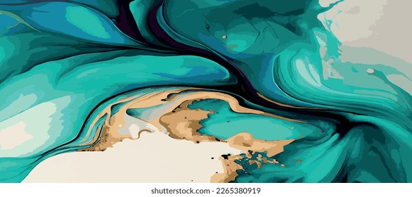 Marble panoramic texture design, colorful multicolored marble surface, curved lines, bright abstract background design - Vector illustration