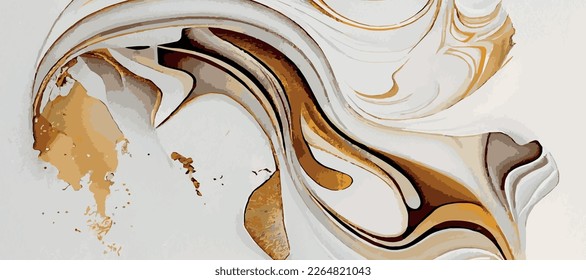 Marmor-panoramische Struktur, weißer goldfarbener Marmorboden, gewölbte Linien, hellabstrakter Hintergrund-Design - Vektorgrafik