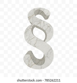 §. Marble paragraph symbol. White rock textured section sign isolated on transparen background. Symbol of legal code, law, legality, justice, court. Vector section mark.