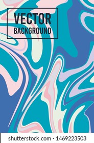 Marble pastel texture. Vector abstract background A4. Fluid art. Liquid mixed paint colors pink, blue, white. Colorful liquid. Template for poster, card, brochure, invitation, cover book catalogue