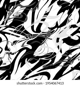 Marble pattern, paint streaks. Abstract seamless pattern. Design for printing on fabric, paper. Ink painting on water. Vector graphics.