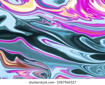 A marble pattern of vibrant colors including blue, pink and gold blends seamlessly to create a dynamic and flowing design suitable for backgrounds or decorative art.