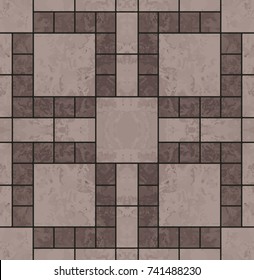 Marble patterned paving tiles seamless texture map for 3d graphics, Vector. Example of ornamental pattern in natural stone paving paths.