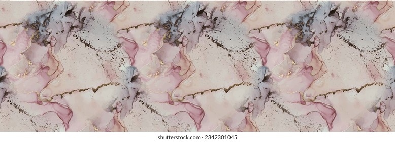 Marble Pink Art. Purple Marble Ink Watercolor. Gold Alcohol Ink Paint. Violet Water Color Background. Geode Elegant Texture. Lilac Vector Ink Marble. Modern Abstract Template Blue Oriental Background.