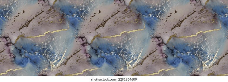 Marble Pink Ink. Blue Alcohol Ink Paint. Violet Water Color Repeat. Modern Abstract Painting Geode Elegant Glitter. Gold Oriental Background. Lilac Marble Art Watercolor. Purple Vector Ink Watercolor.