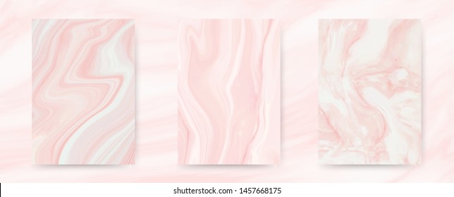 Marble pink pastel collection abstract pattern set.