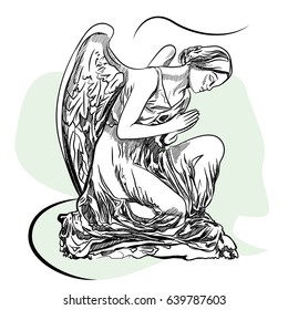 Marble sculpture of the grieving angel. Sketch
